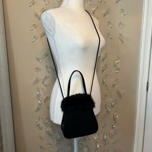 Vintage Fur Trim Evening Box Bag